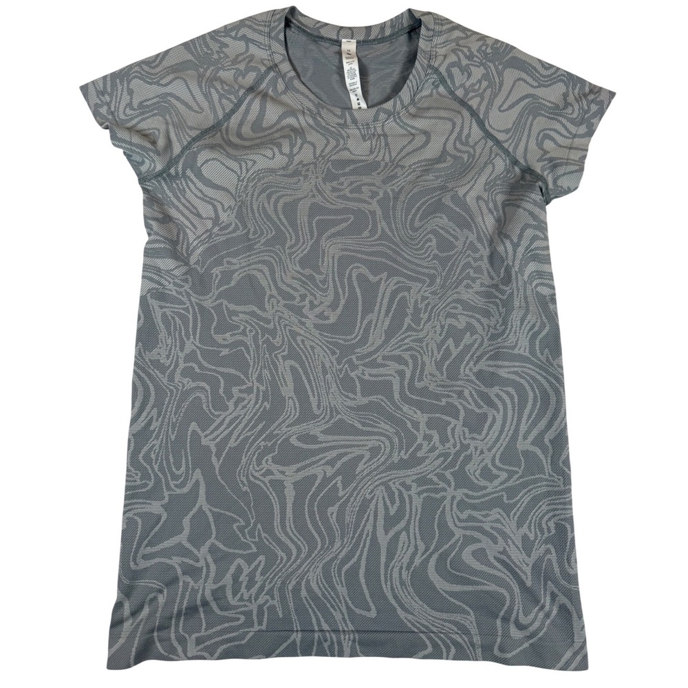 Lululemon Top Womens Marble Mix Rhino Gray Swiftly 2.0 Vent Shirt Gym Yoga Sz 10
